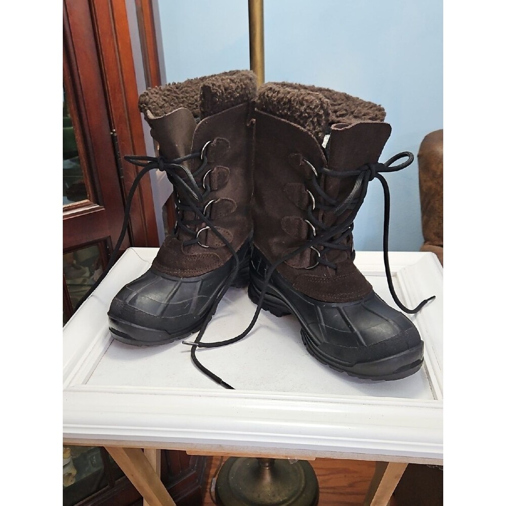 Kamik Conquest Brown Winter Snow Boots with Faux Fur Trim Men's Size 7